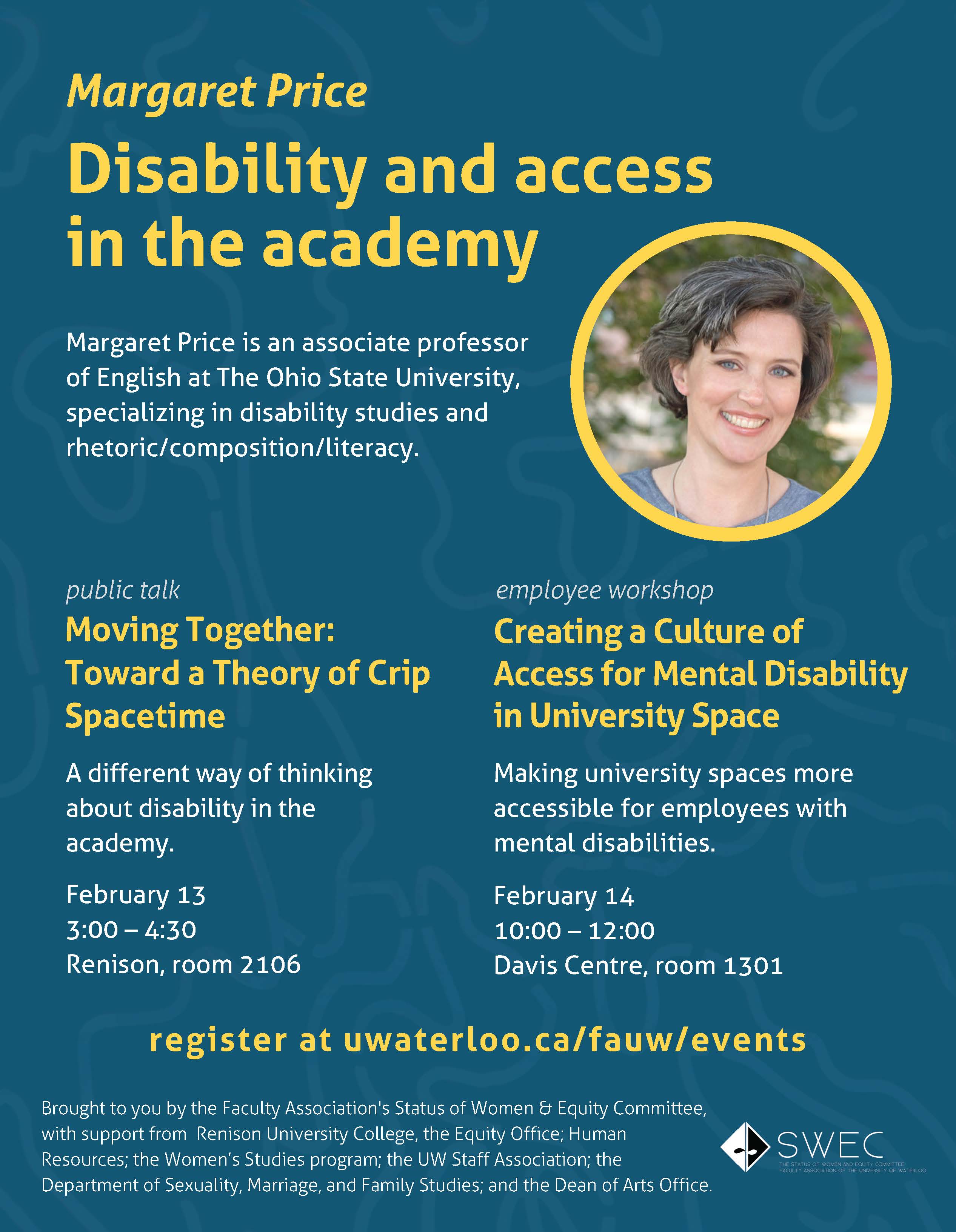 Disaility and access in the academy event flyer