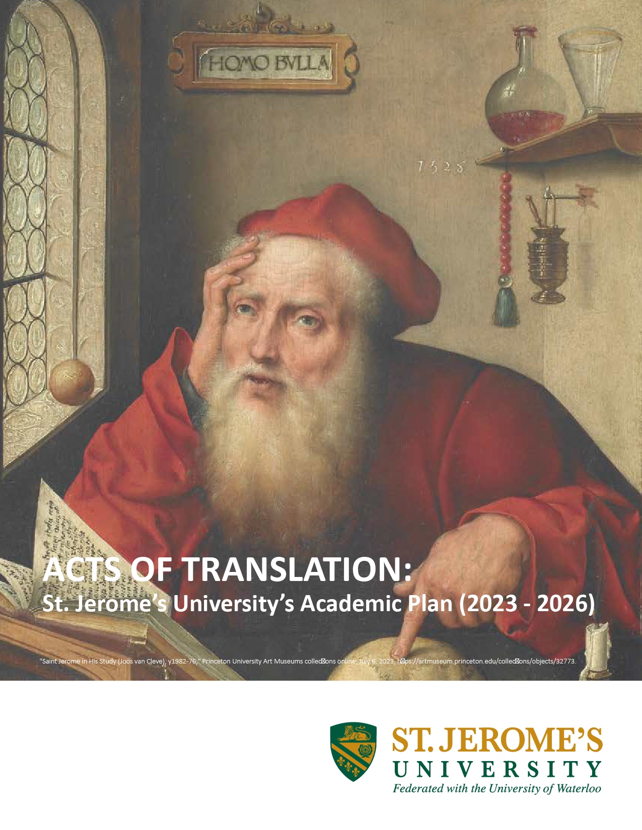 Image of St. Jerome on the cover of the academic plan