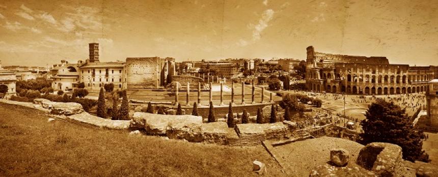 Image of scenery around The Colosseum in Rome