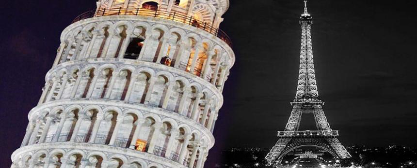 Image of The Leaning Tower of Pisa and The Eiffel Tower 