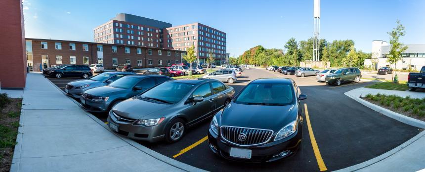 Image of a parking lot in campus